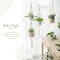 2 Tier Hanging Planter Basket Cotton Rope with Beads 4 Legs 49 Inches (Ivory)